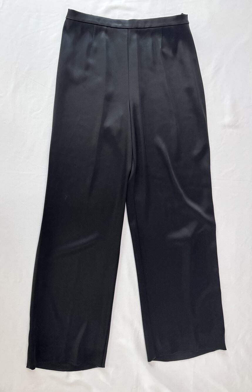 St. John Caviar Dress Pants Womens 8 Black Satin Straight Leg Church Formal